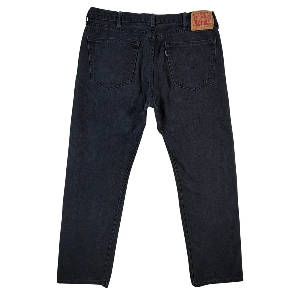 Levi's 505 Regular Fit Mens‎ 38x32 Black Straight Leg Denim Jeans 505-0260
